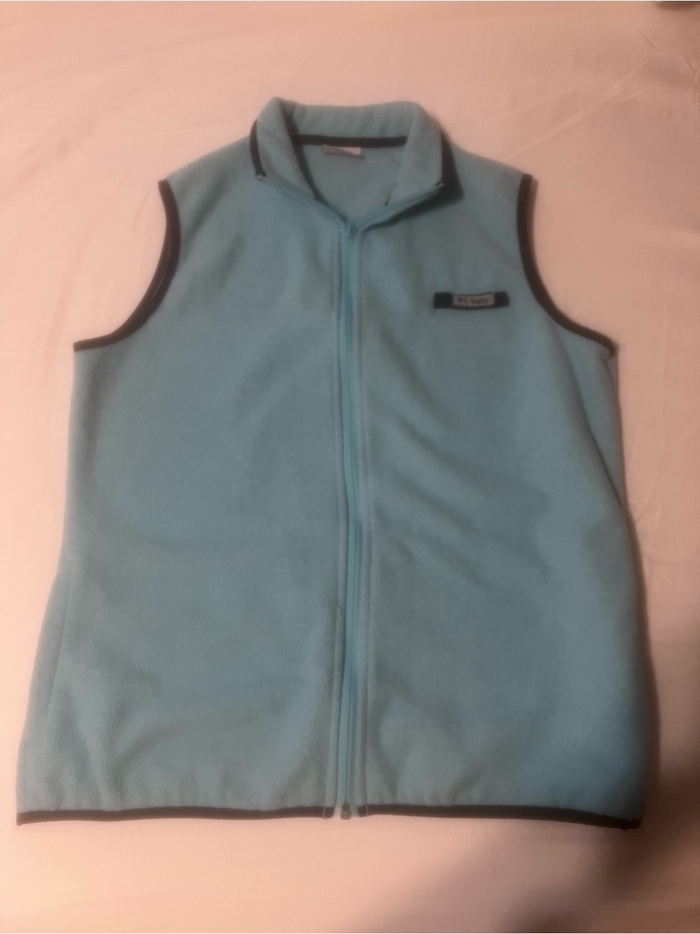 Columbia Light Blue Fleece Vest with Dark Trim